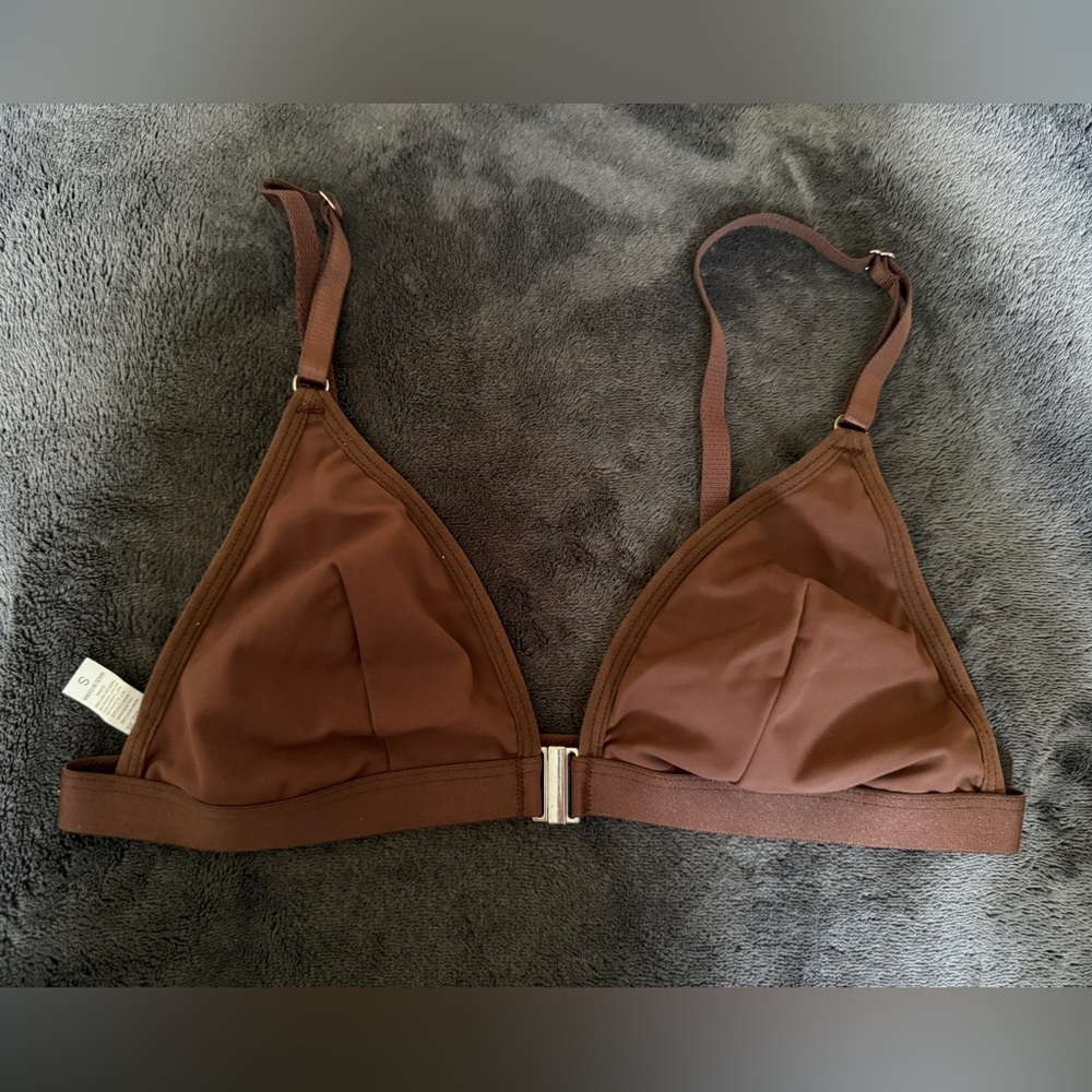 Brown Triangle Bralette with Front Closure – Size S
